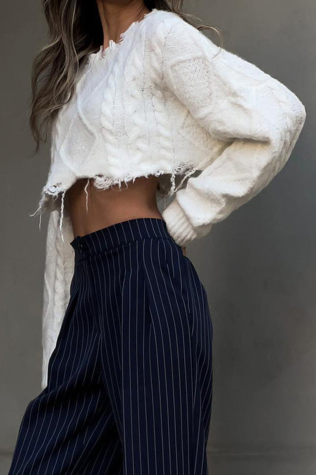 Verwaschener Mohair-Cropped-Pullover im modernen Stil