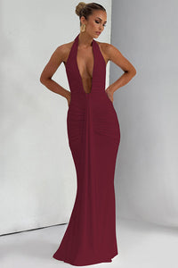 Neckholder Deep V Meerjungfrau Maxikleid
