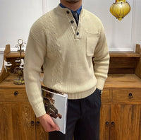 Pullover mit Zopfmuster und Rippstruktur
