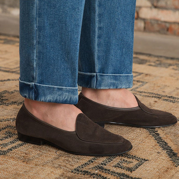Hose aus Denim mit doppelten Bundfalten und geradem Schnitt