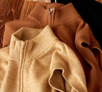 Pullover mit kurzem Reißverschluss und langen Ärmeln im Vintage-Stil