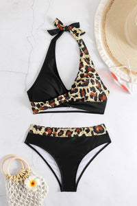 Farbblock Neckholder-Bikini-Badebekleidung