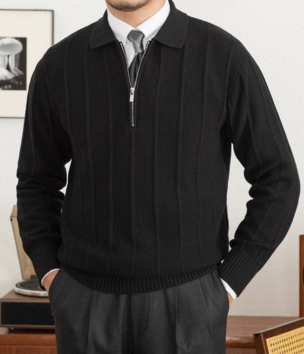 Pullover mit kurzem Reißverschluss und Faltenstruktur
