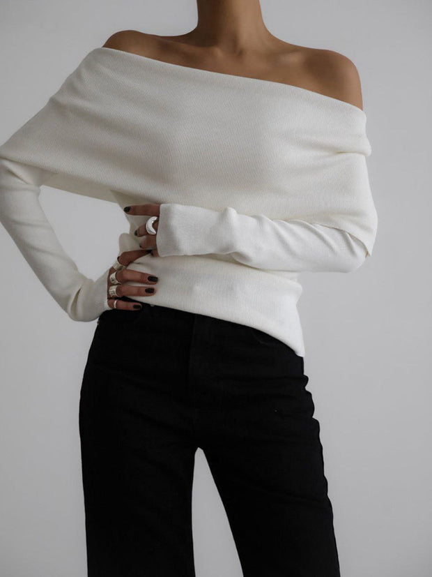 Minimaler Pullover aus Strick in Creme