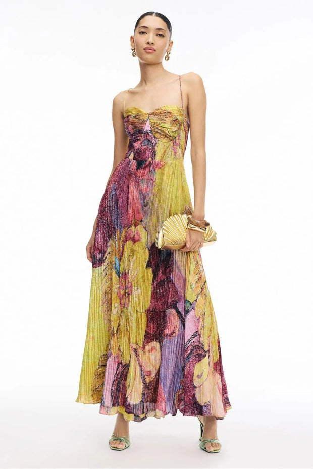 Kiara Langes Kleid mit mehrfarbigem Ikat-Muster