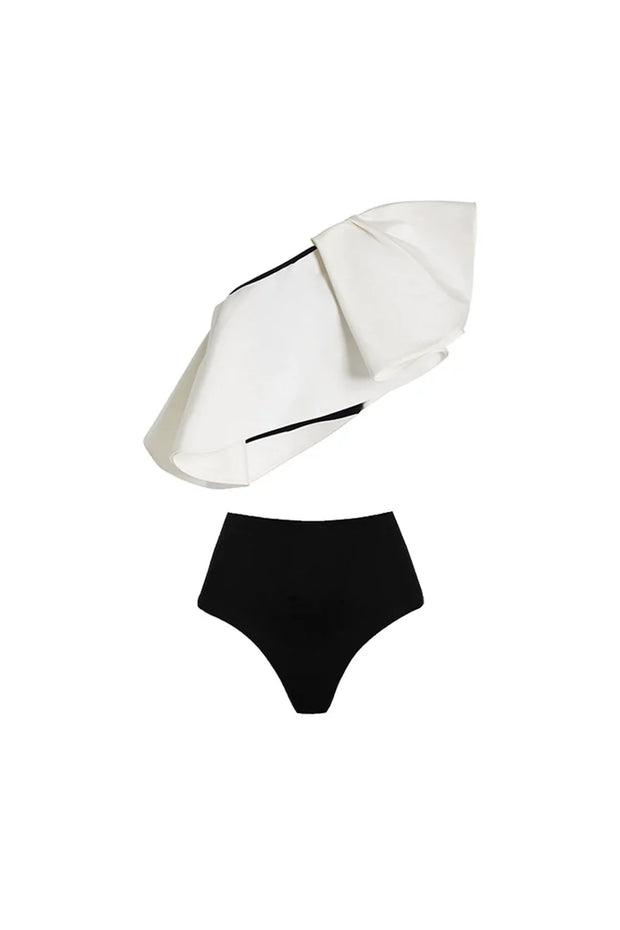 Bikini-Set mit Wickelrock mit Punktmuster