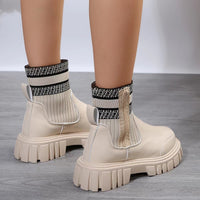 Damenstiefeletten mit dicker Sohle im Patchwork-Stil - Marisse