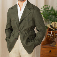 Jacke aus Leinen mit Safari-Details
