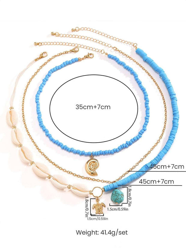 Bora Bora Muschelperlen Mehrlagige Halskette Gold im modernen Stil