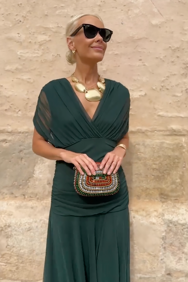 Schokoladenfarbiges Tüll-Langes Kleid