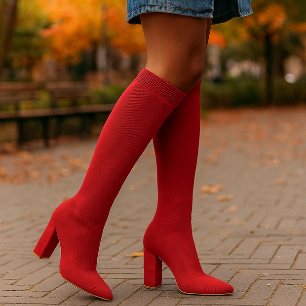 Hohe Damenstiefel im Sockenstil - Elvianne