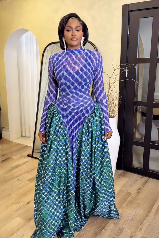 Meerjungfrauen-Schuppen Langes Kleid