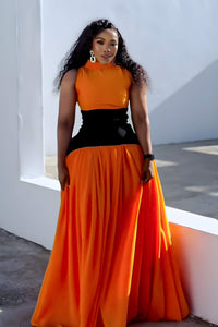Sunset Flame Langes Kleid