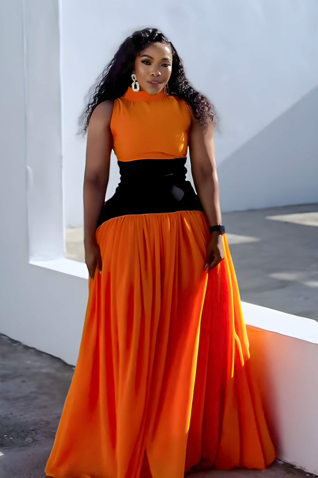 Sunset Flame Langes Kleid