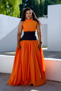 Sunset Flame Langes Kleid