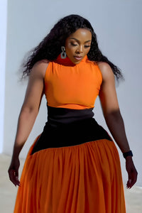 Sunset Flame Langes Kleid