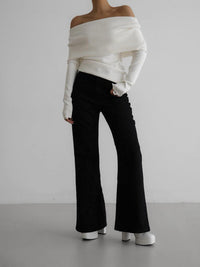 Minimaler Pullover aus Strick in Creme