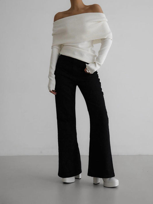 Minimaler Pullover aus Strick in Creme