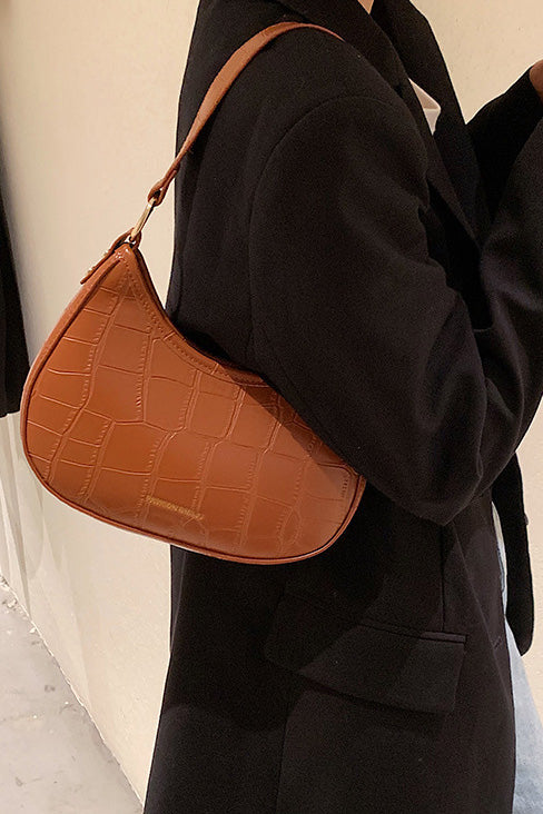 Schwarze Croc Mini Hobo Tasche im modernen Stil
