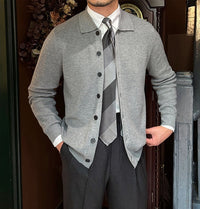 Strickcardigan mit Hemdkragen und Knopfleiste
