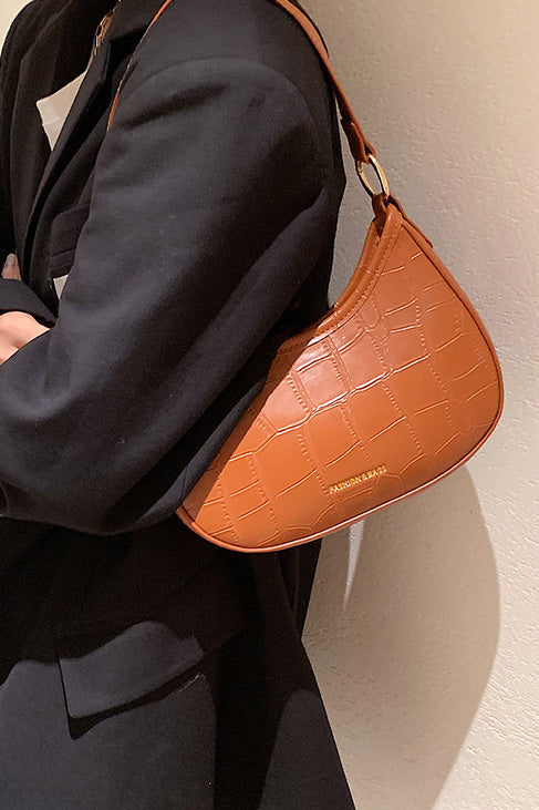 Schwarze Croc Mini Hobo Tasche im modernen Stil
