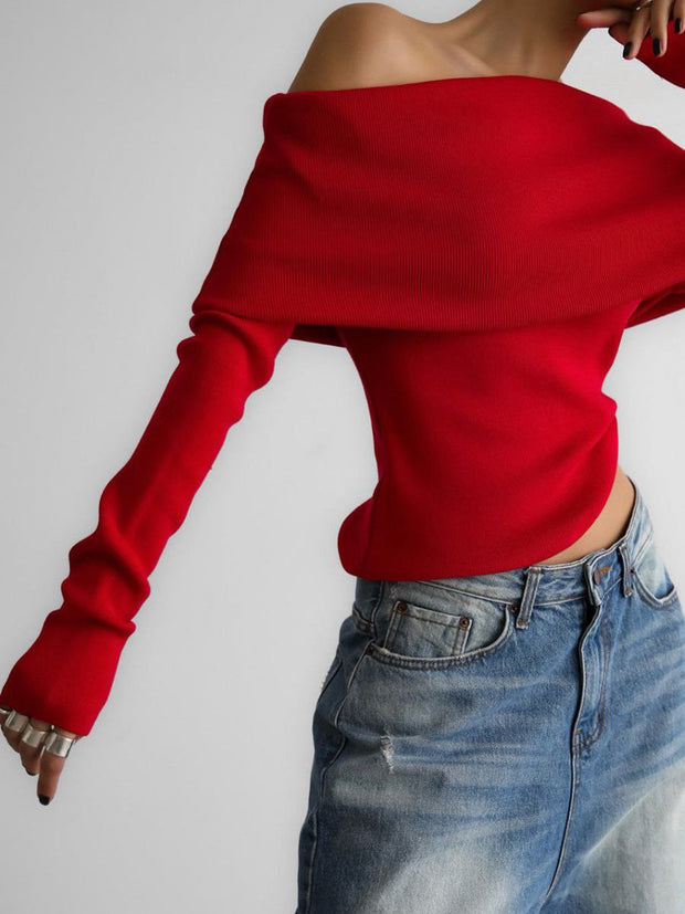 Minimaler Pullover aus Strick in Creme