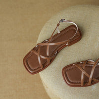 Emeralda - Flache Sandalen mit Blockabsatz und offener Spitze