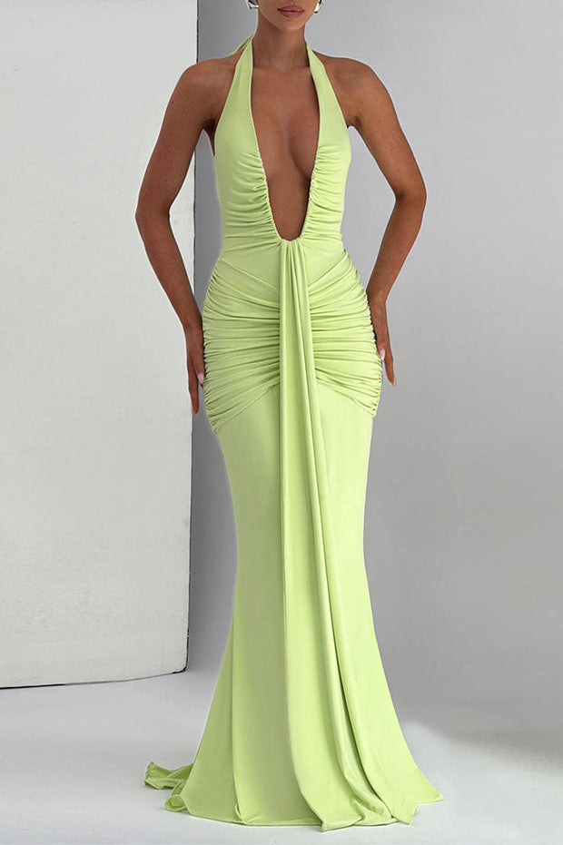 Neckholder Deep V Meerjungfrau Maxikleid