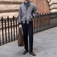 Harrington-Jacke aus Wollmischung mit Fischgrätmuster
