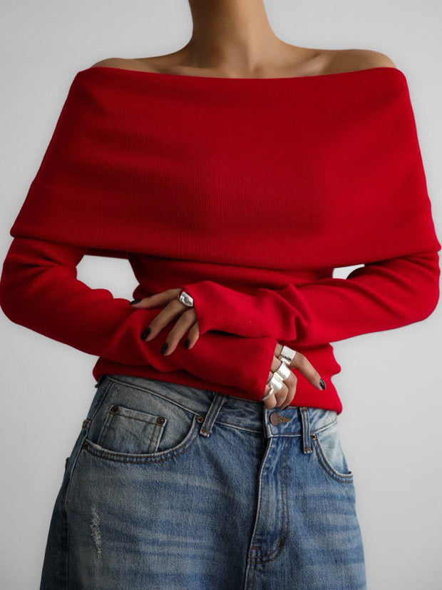 Minimaler Pullover aus Strick in Creme