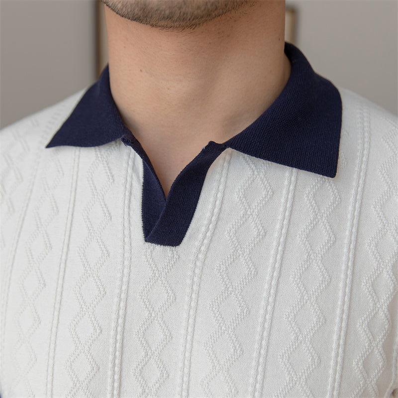 Polohemd mit Jacquardmuster und knopfloser Front