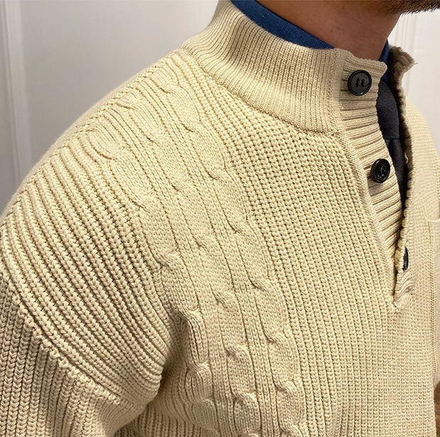 Pullover mit Zopfmuster und Rippstruktur