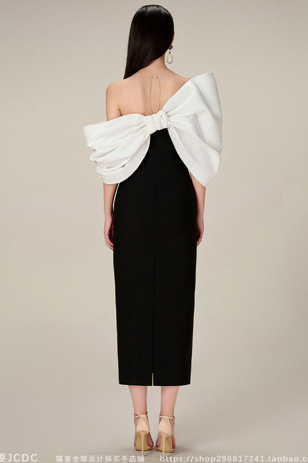 Oversized Schleifen Hepburn Kleid im modernen Stil
