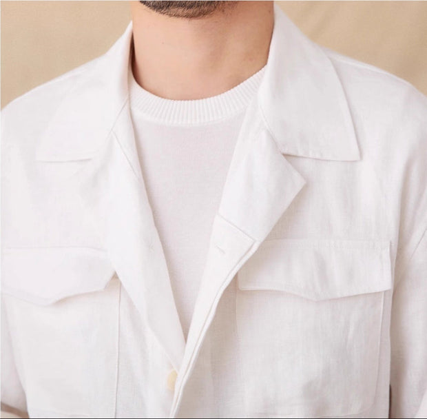 Hemdjacke aus Leinen mit Reverskragen