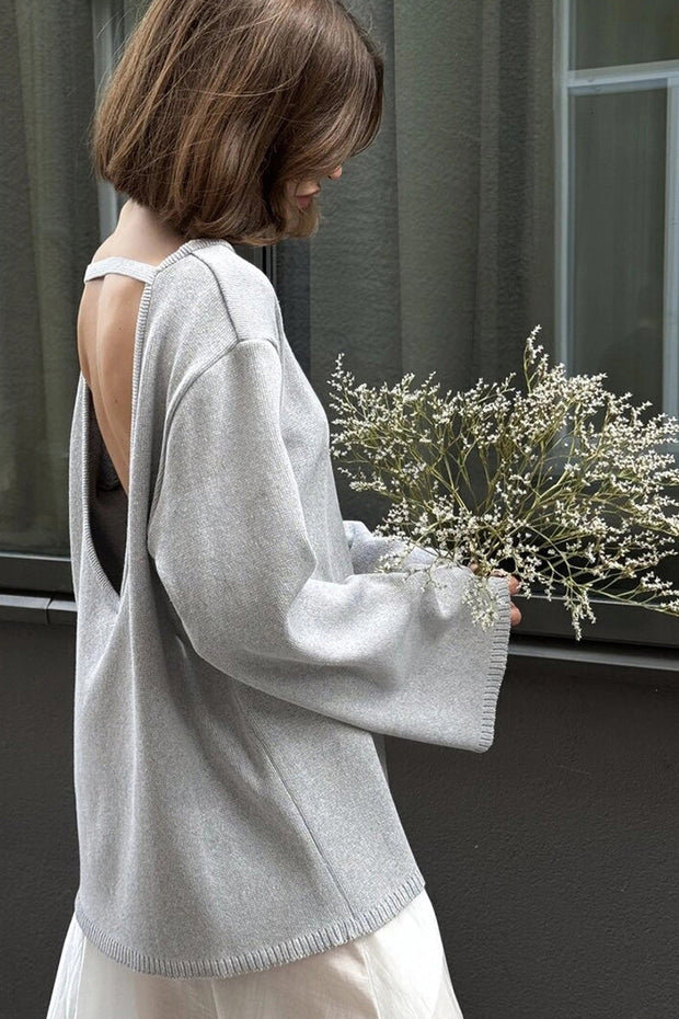 Versteckter Open-Back-Lazy-Pullover im modernen Stil