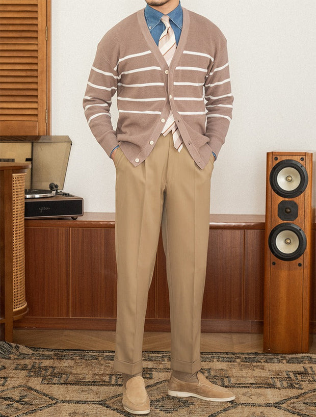 Strickjacke aus Wollmischung mit Streifenmuster