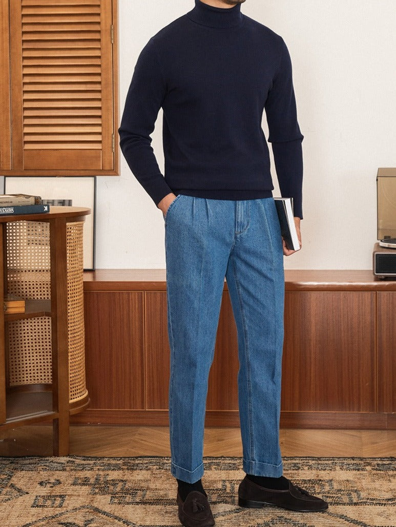 Pullover aus Wollmischung mit Rollkragen und schmalem Schnitt