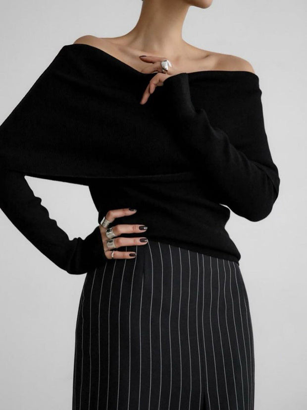 Minimaler Pullover aus Strick in Creme