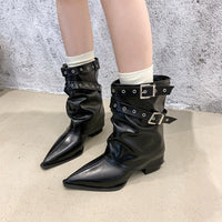 Spitze Zehen Chunky-Heel Retro Martin Stiefel im modernen Stil