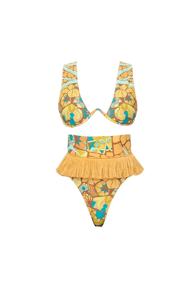 Boho Quasten Tribal Muster Bikini-Set