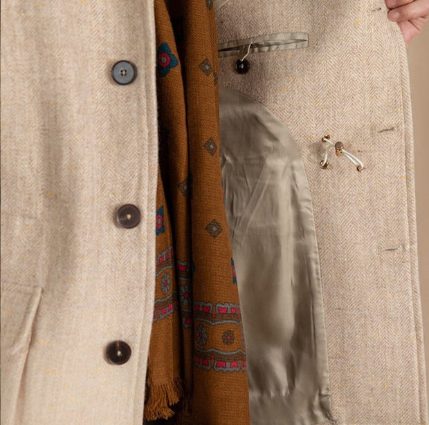 Mantel aus Wolle und Tweed mit Fischgrätmuster und sportiver Optik