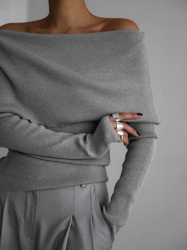 Minimaler Pullover aus Strick in Creme