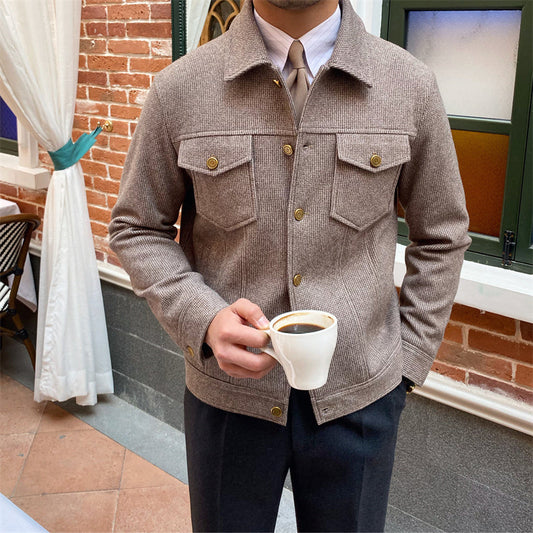 Jacke mit Hahnentrittmuster und englischem Knopfdetail