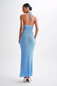 Beverly – Gehäkeltes Langes Kleid mit Blumenapplikation