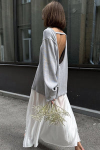 Versteckter Open-Back-Lazy-Pullover im modernen Stil