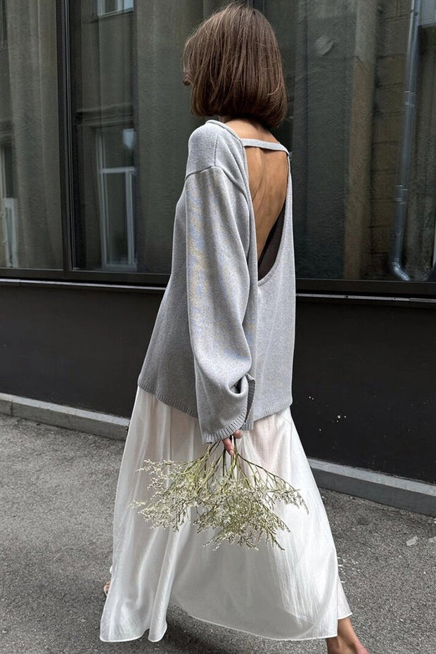 Versteckter Open-Back-Lazy-Pullover im modernen Stil