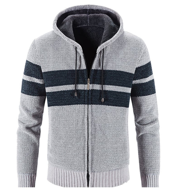 Herrenstrickjacke mit Kapuze und Thermofutter - Tobias