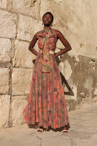 Falda Neckholder-Set mit floralem Maxirock im modernen Stil