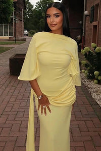 Rückenfreies gerafftes Langes Kleid mit Schlitz