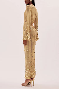 Dolly Gold Strick Maxi-Kleid im modernen Stil